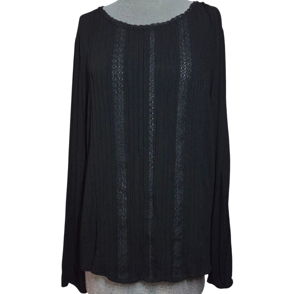 Black Lightweight Lace Detail Blouse Size XL
